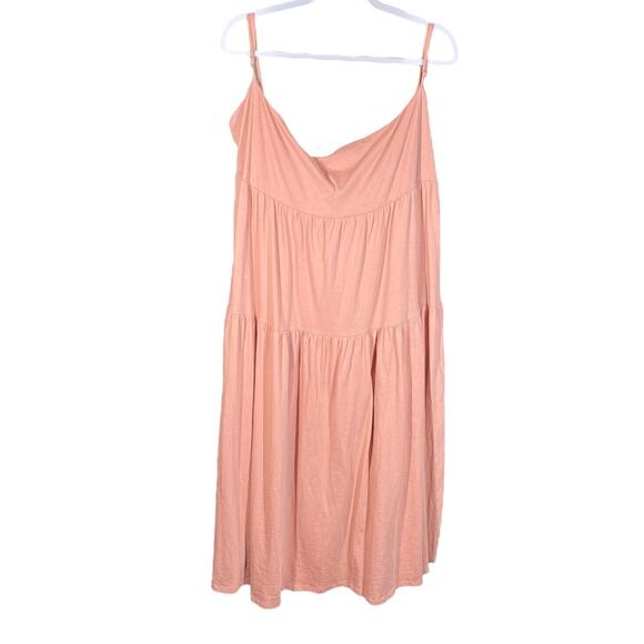 J. Crew Womens Tie-Back Tiered Midi Dress Size 3X Peachy Pink NWT 100% Cotton - Picture 4 of 9